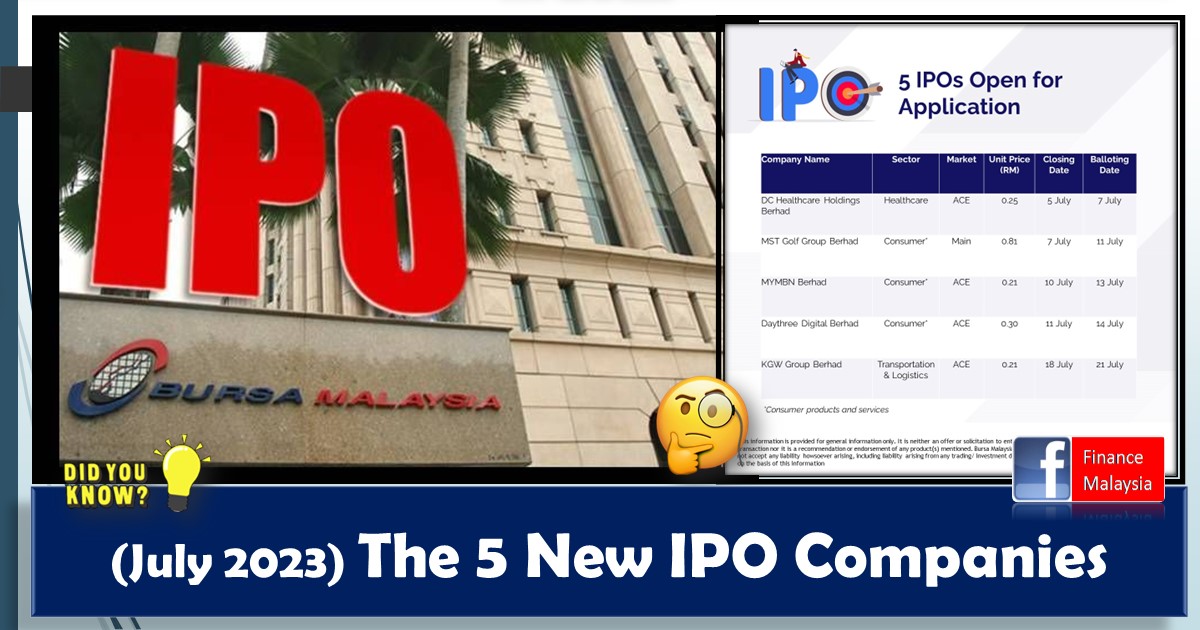 Finance Malaysia Blogspot (July 2023) Understanding the 5 New IPO